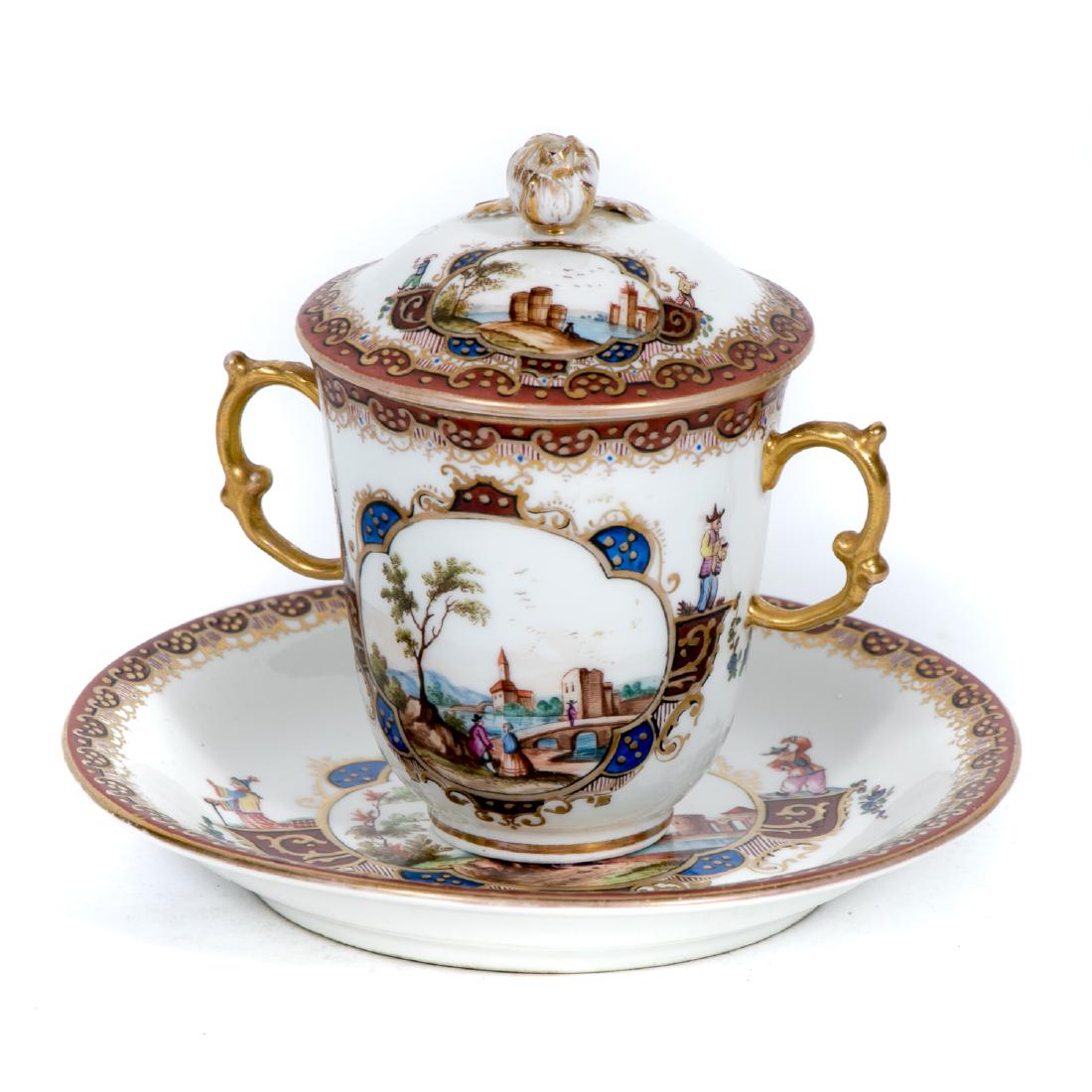 Meissen Covered Cup and Saucer, 19th Century (1 of 6)