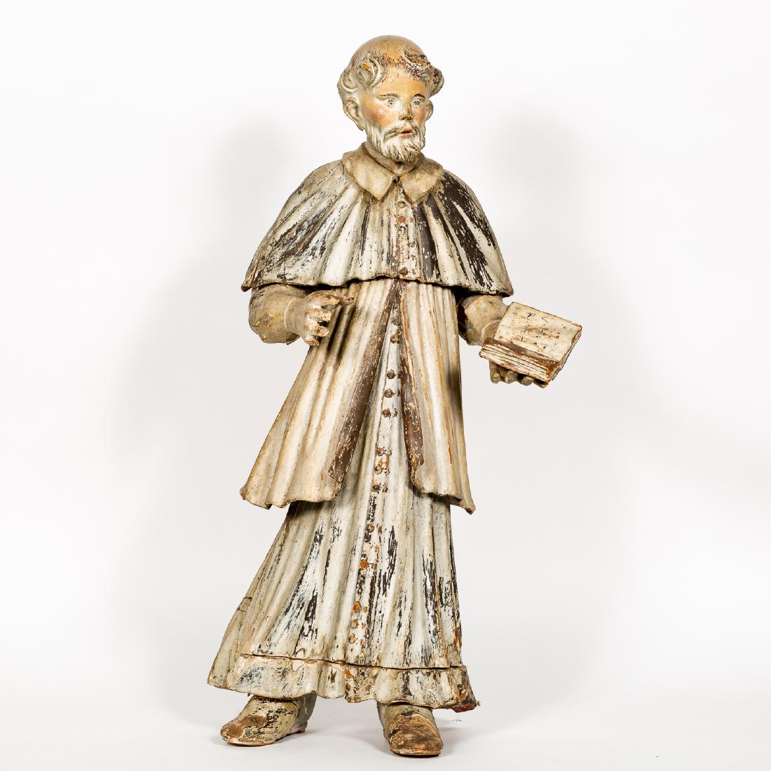 Polychrome Wood Standing Figure of Saint (1 of 10)