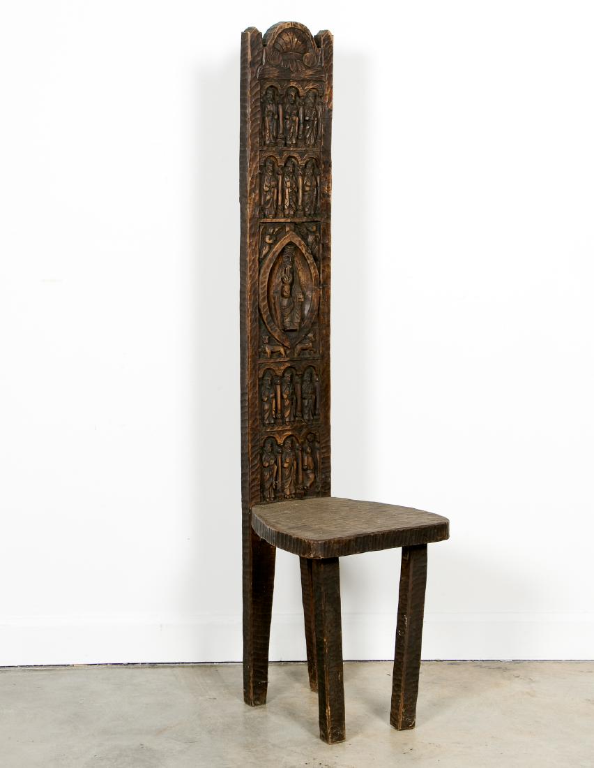 Gothic Carved Wood High Back Hall Chair (1 of 7)