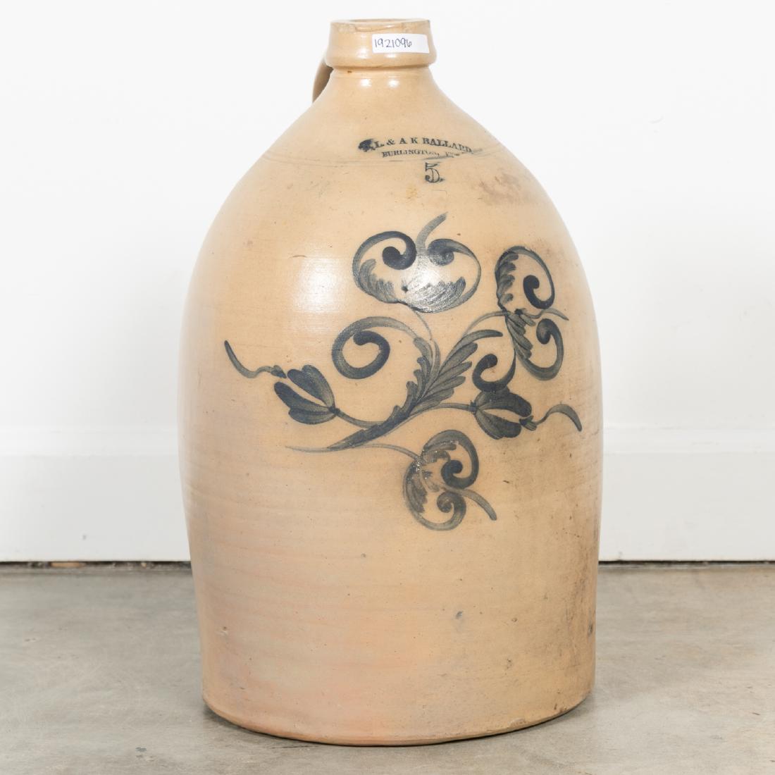 AK Ballard, Burlington VT, Large Handled Jug Crock (1 of 5)