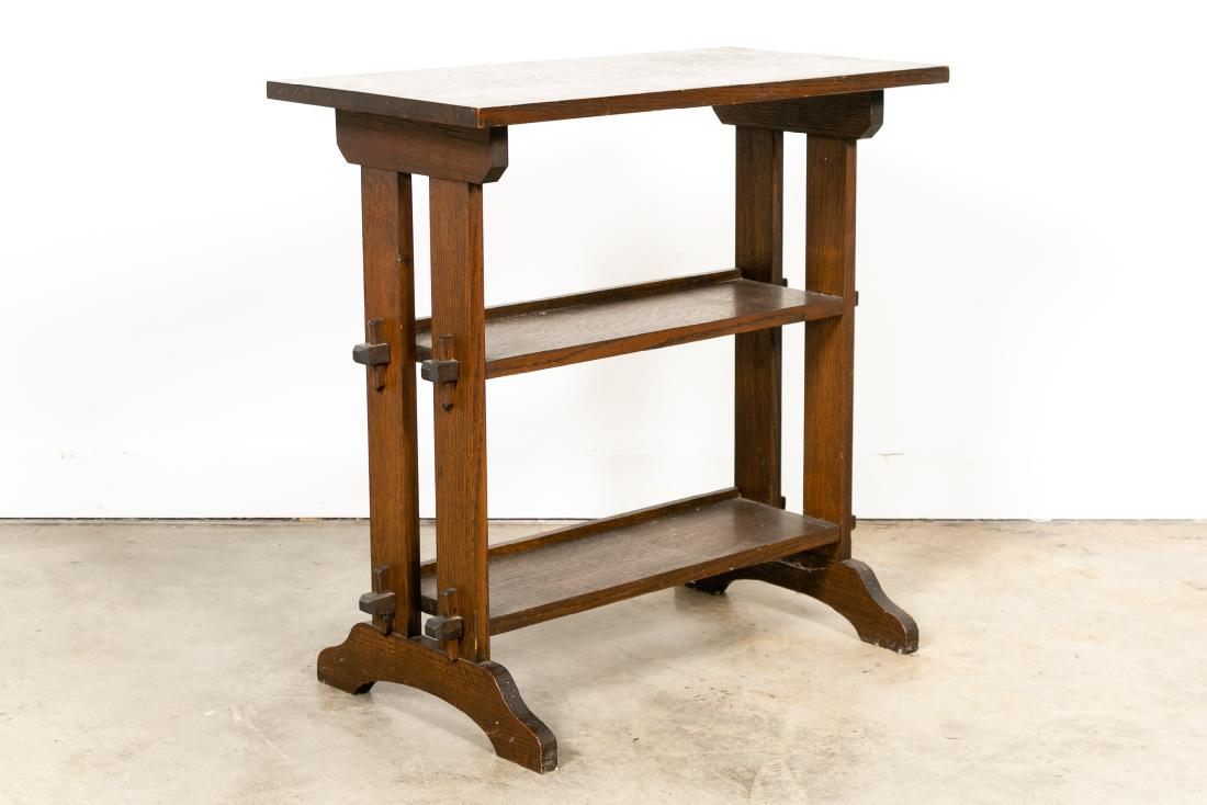 Roycroft Stained Oak Side Table w/ Shelves (1 of 6)