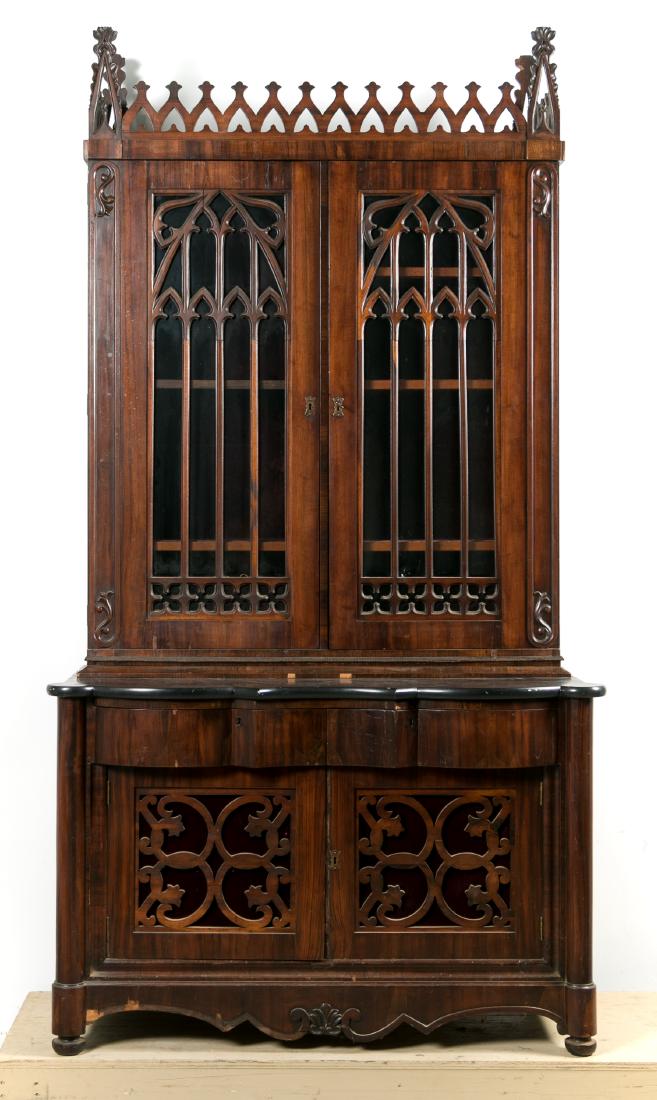 Gothic Revival 4 Door Mahogany Secretary/ Bookcase (1 of 9)