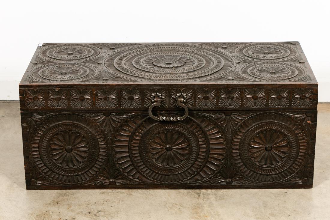 Anglo Indian Rosewood Trunk with Rosette Motif (1 of 7)