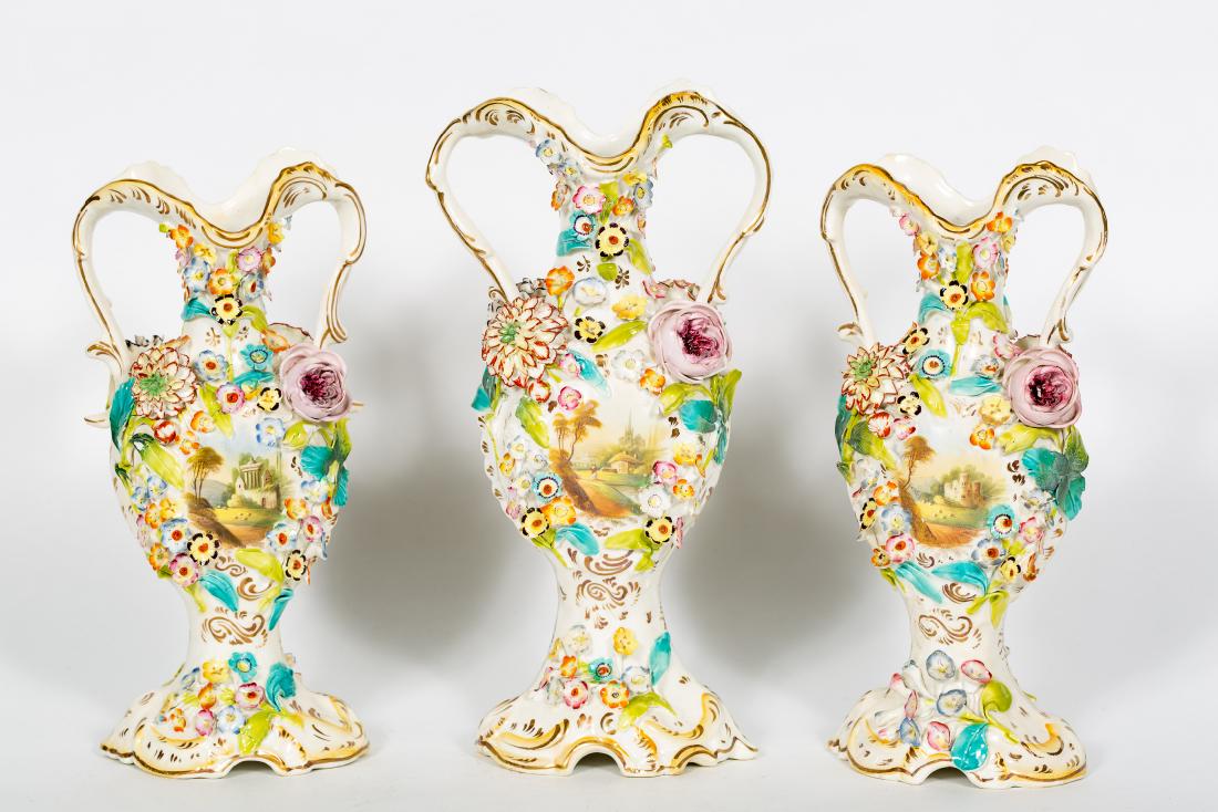 3 Piece Porcelain Garniture Set, Coalbrookdale (1 of 10)