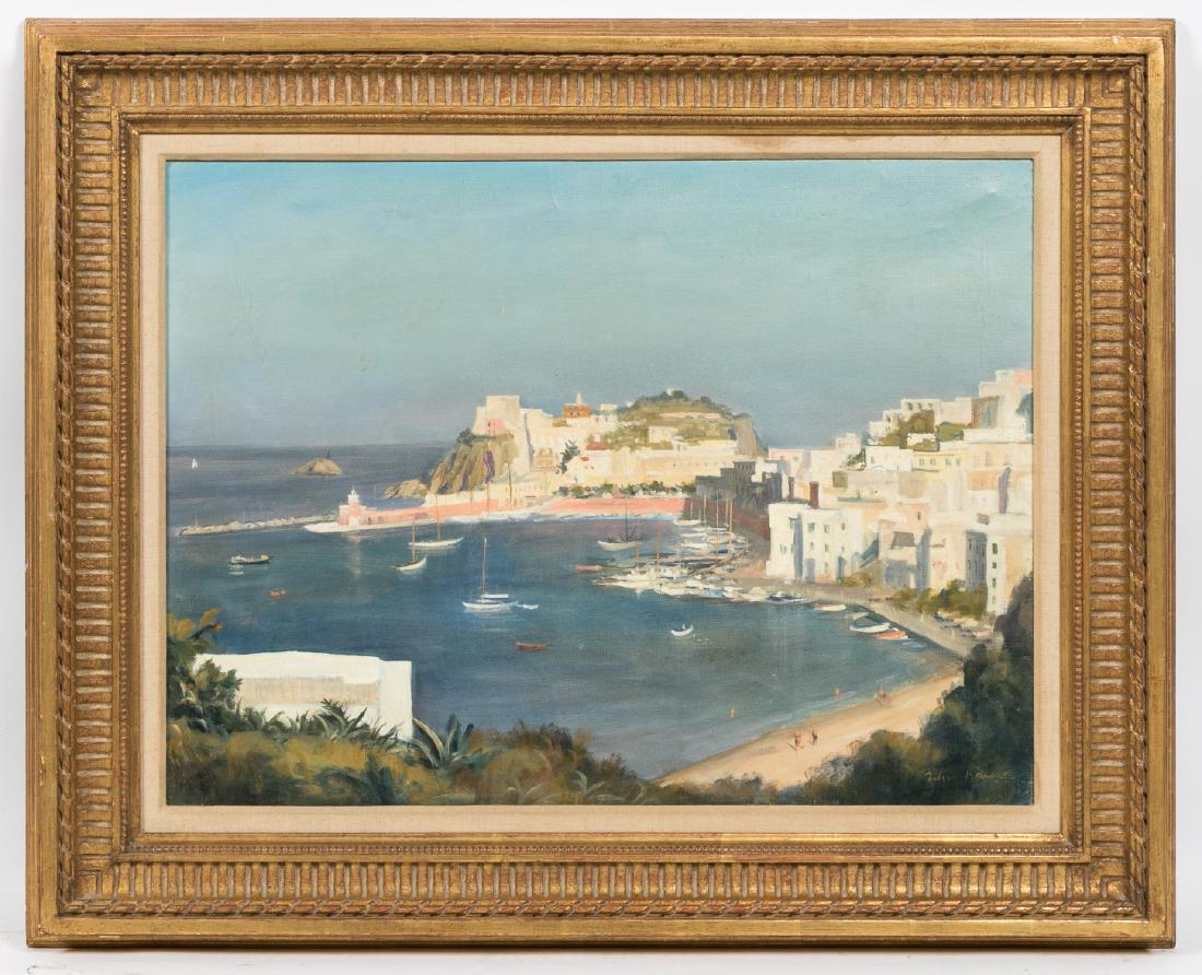 Julian Barrow Signed Oil, View on Italian Marina (1 of 3)