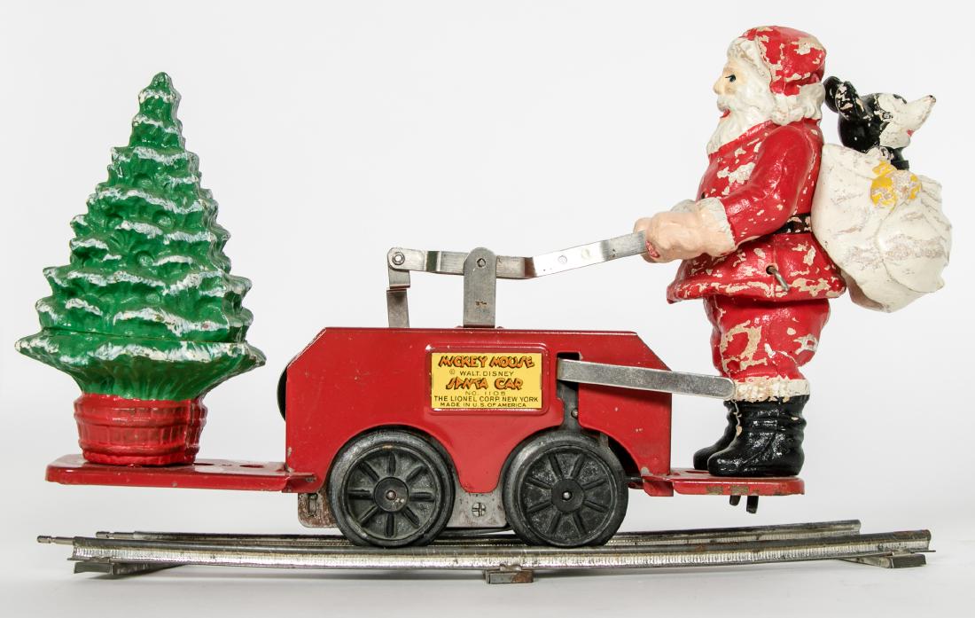 Lionel Mickey Mouse Santa Handcar #1105, pressed (1 of 8)