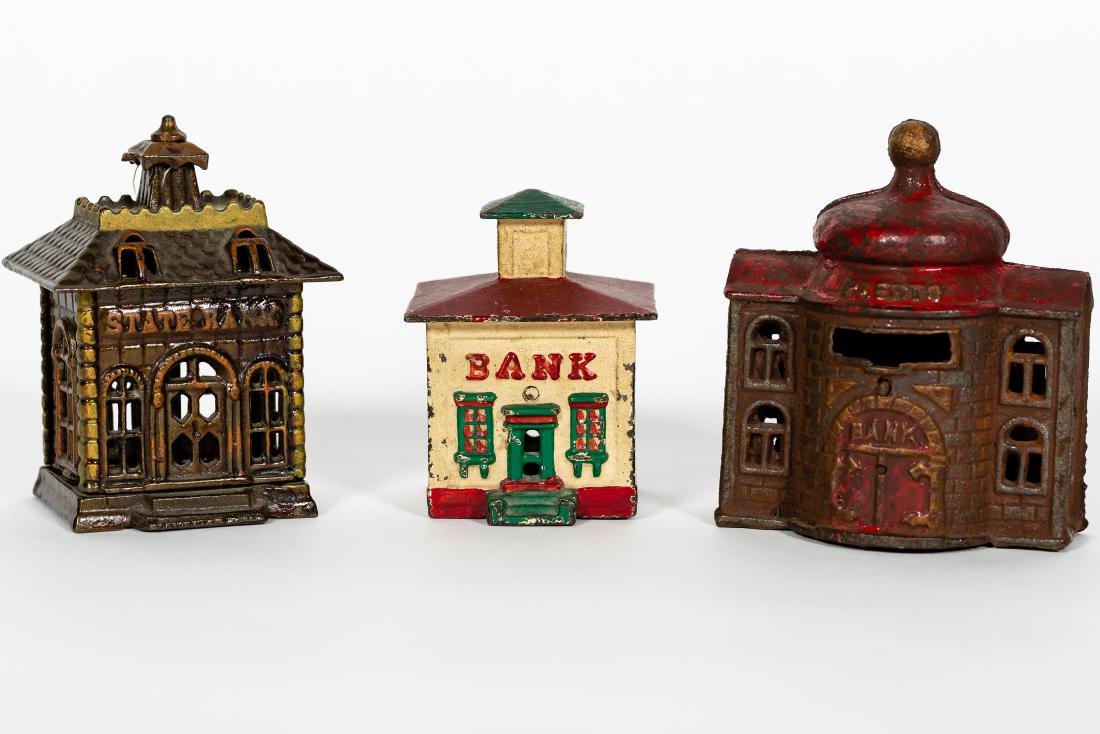Three Cast Iron Building Still Banks (1 of 2)