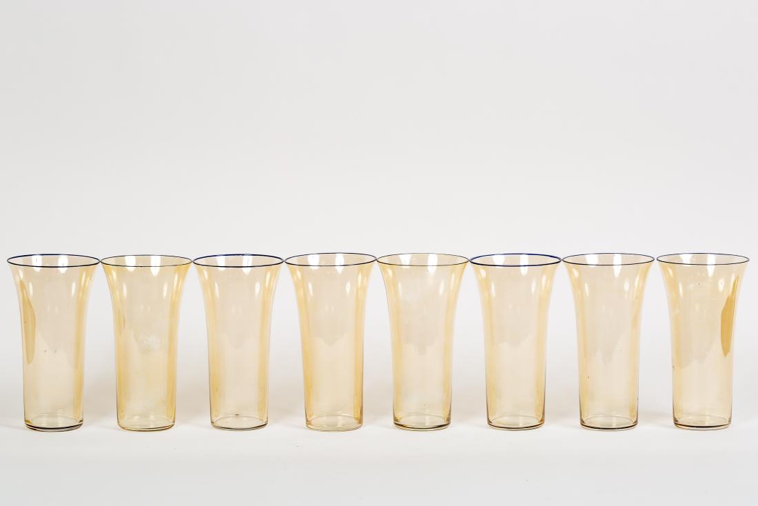 8 Steuben Iridescent Amber Glass Highballs (1 of 3)