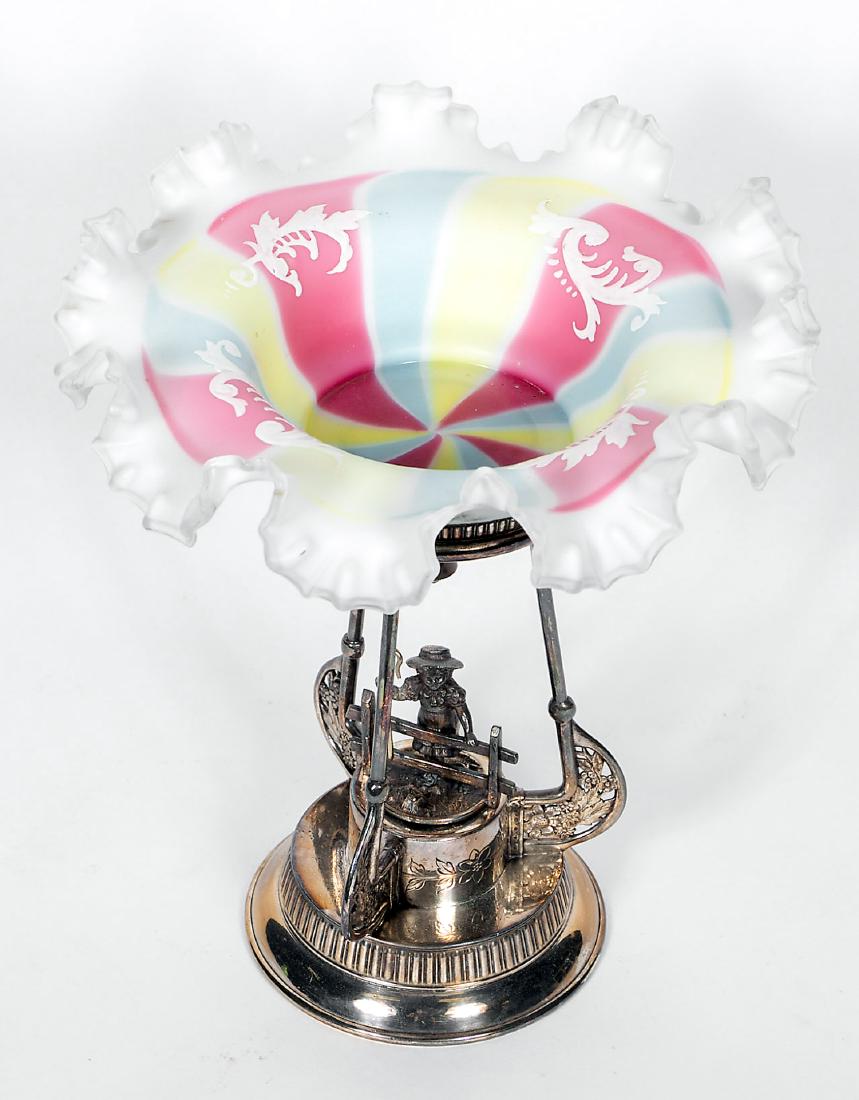 Rainbow Glass & Meriden Silverplate Centerpiece (1 of 6)