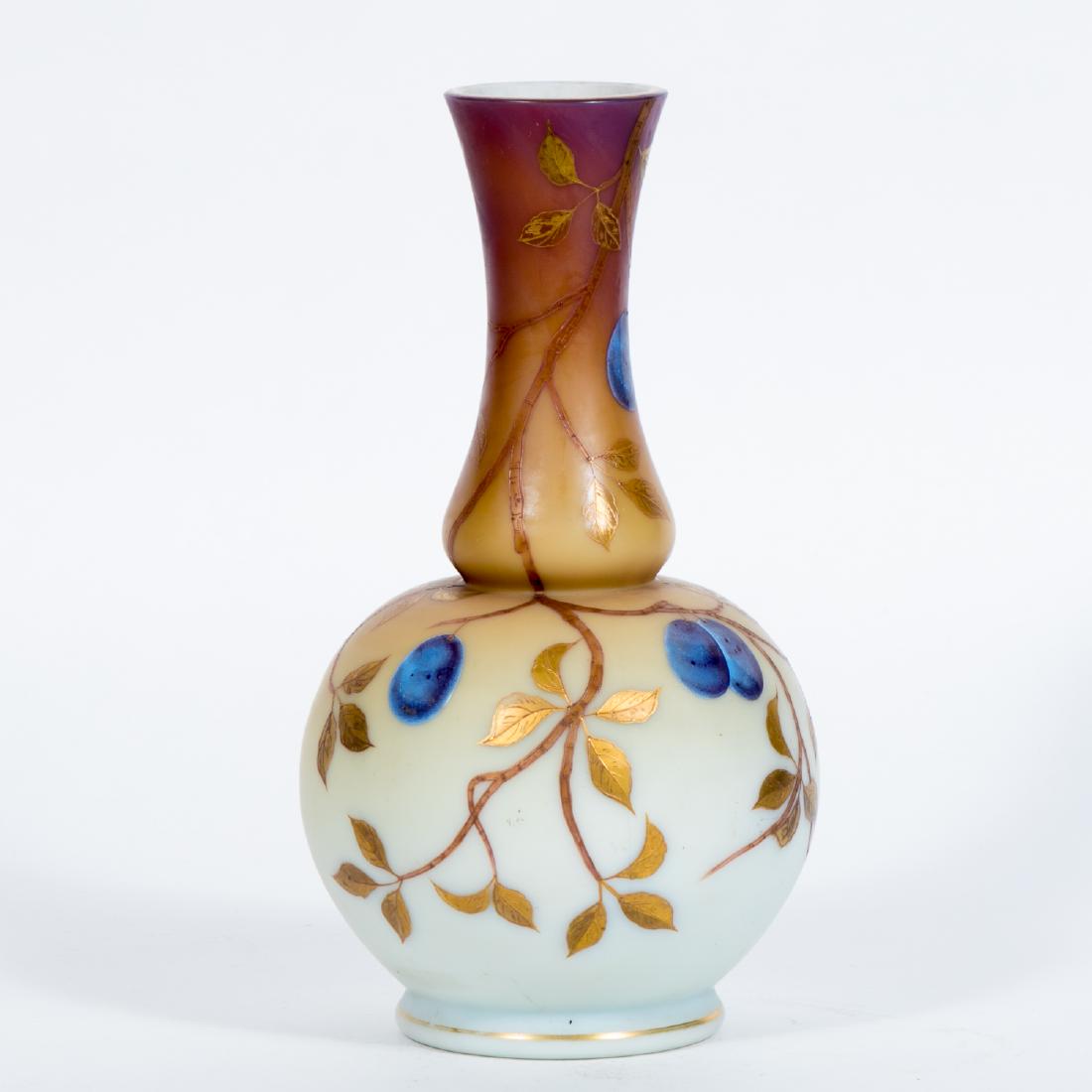 Webb Burmese Satin Glass Plum Decorated Vase (1 of 4)