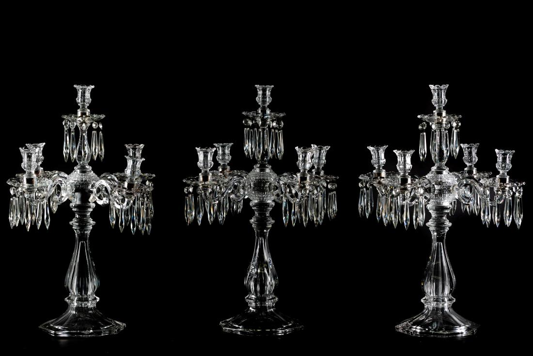 Three Heisey Molded Glass Candelabras (1 of 8)