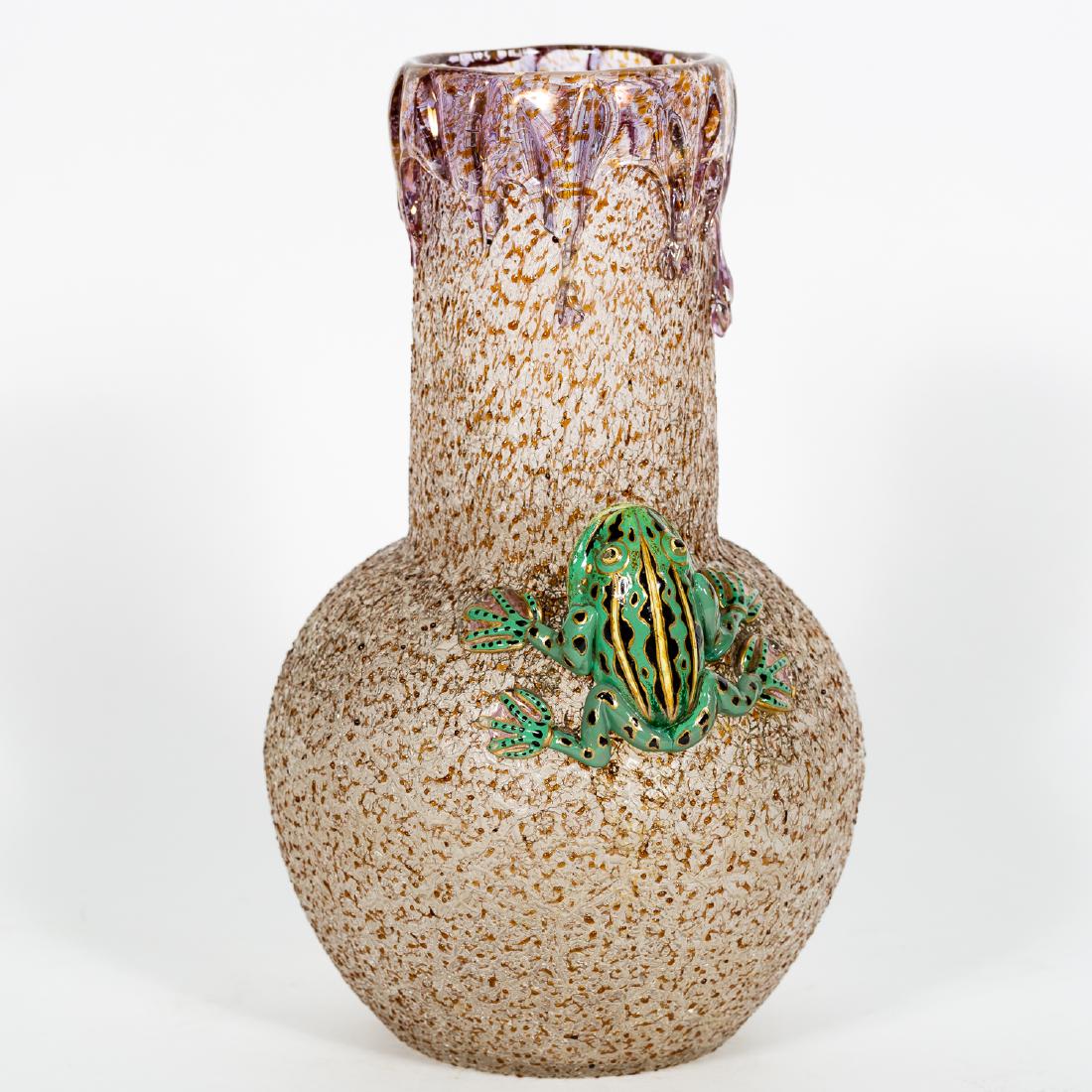 Moser Style Overshot Glass Vase w/ Frog (1 of 8)