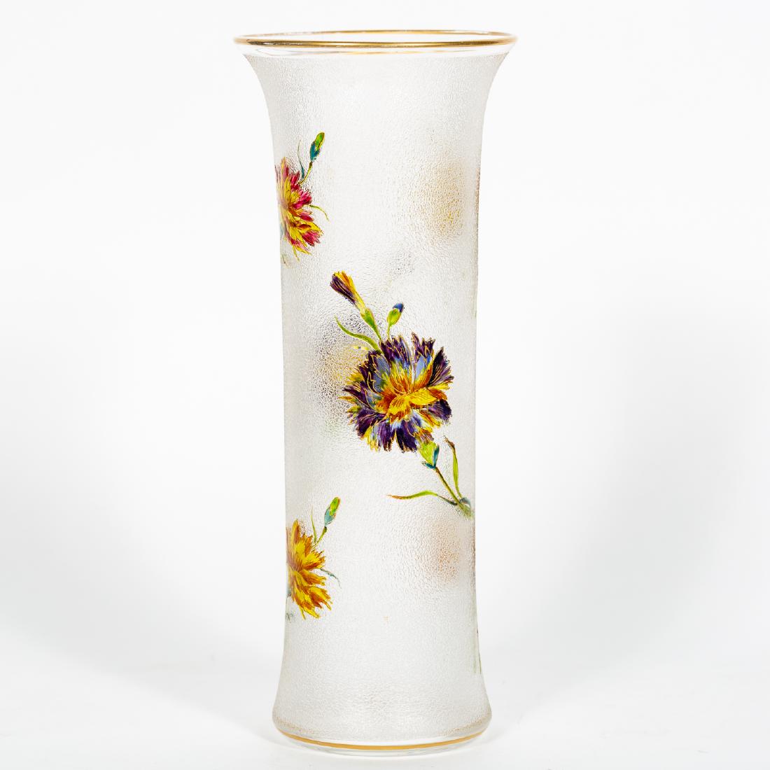 Attr. to Moser, Overshot Glass Vase w/ Flowers (1 of 6)