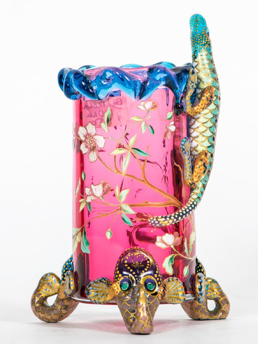 Moser Bohemian Enamel Salamander Vase (1 of 4)