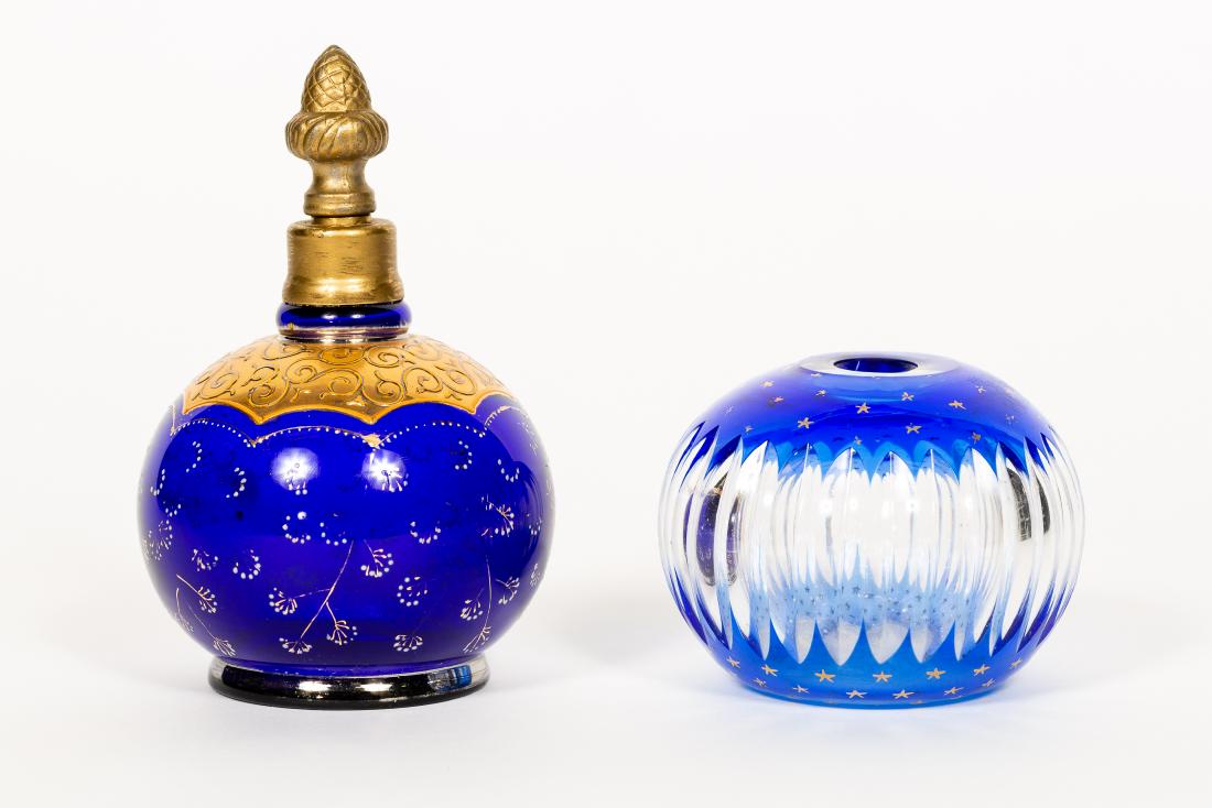 2 Signed Pieces of Moser Cobalt & Gold Art Glass (1 of 7)