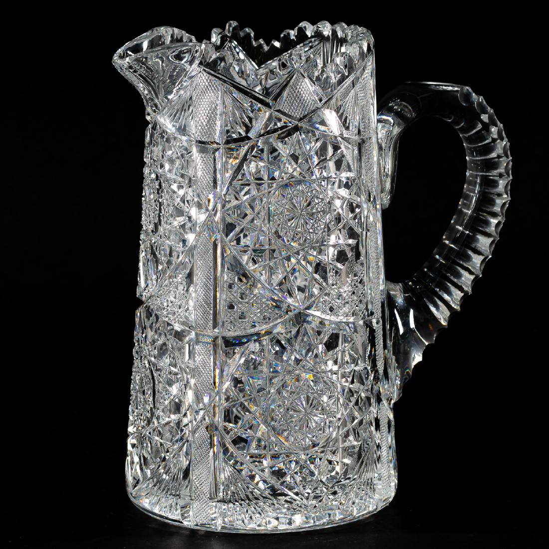 American Brilliant Cut Glass 9" Pitcher
