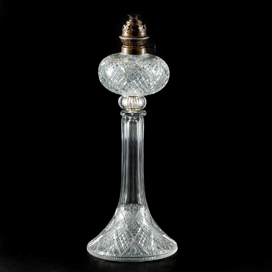 American Brilliant Cut Glass Oil Lamp (1 of 6)