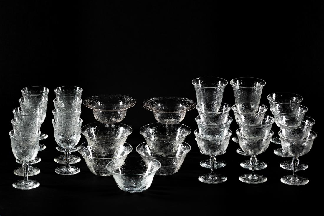 28 pc Etched Crystal Set, Goblets and Bowls (1 of 5)