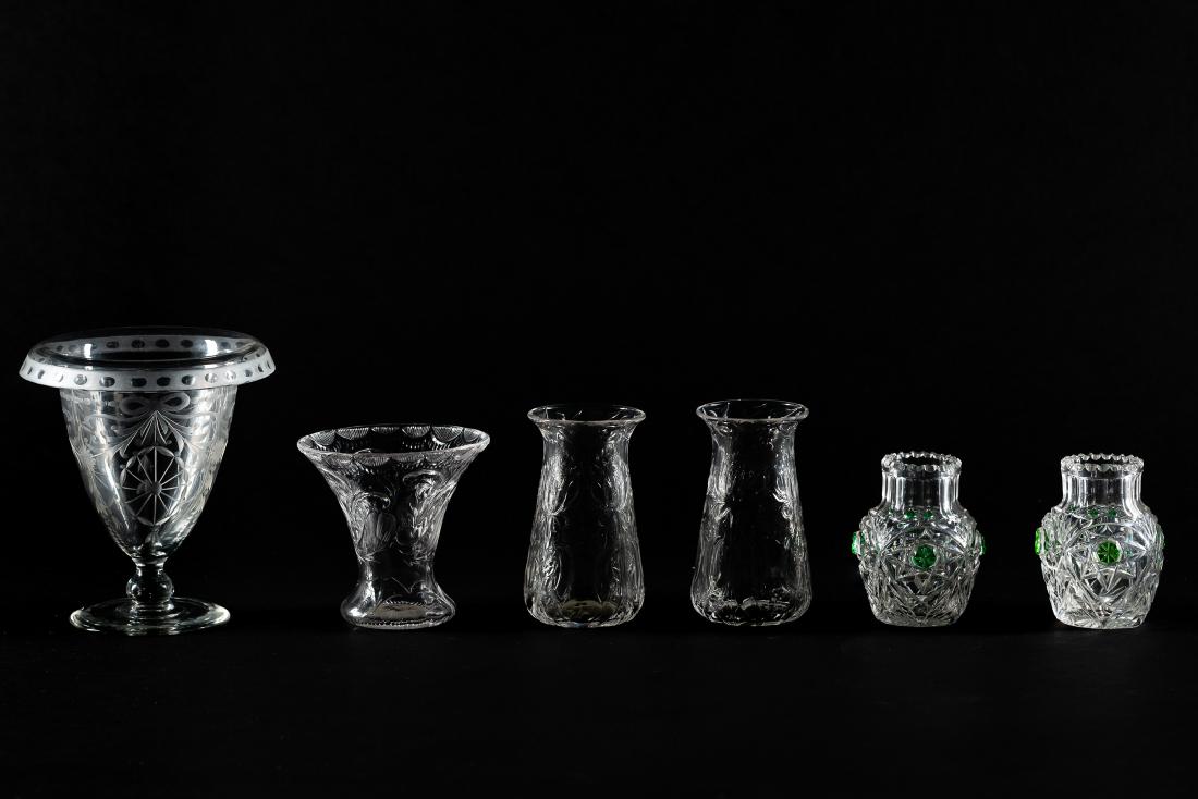 Six Cut and Etched Crystal and Glass Pieces (1 of 4)