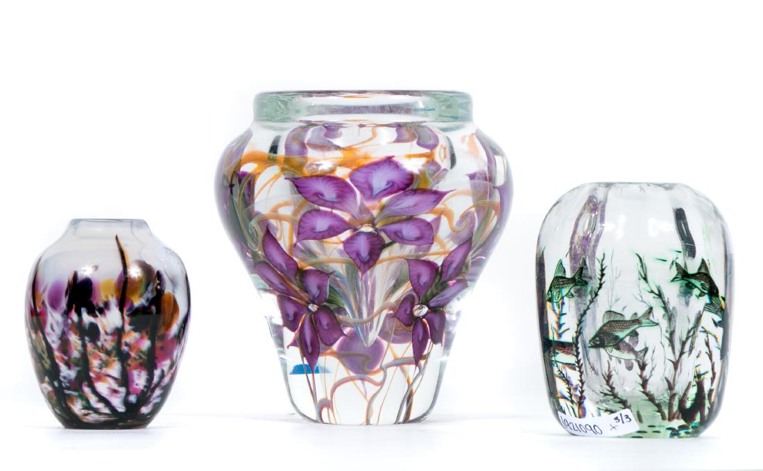 Group of Three Art Glass Paperweight Vases (1 of 8)