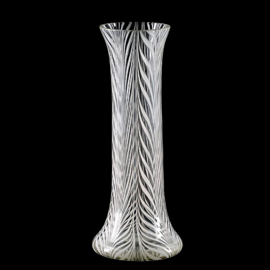 Large Pull Feather Art Glass Flask Vase, Signed (1 of 5)