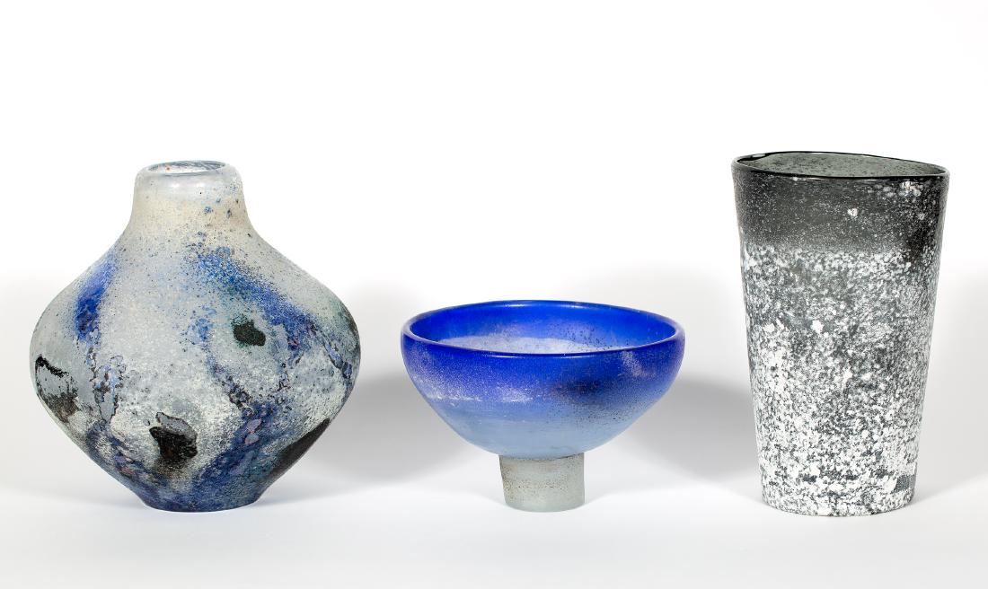Three Murano "Scavo" Glass Vessels, c. 1960's (1 of 5)