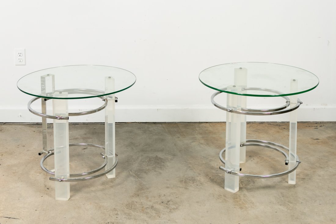 Pair of Charles Hollis Jones Style Lucite Tables (1 of 5)