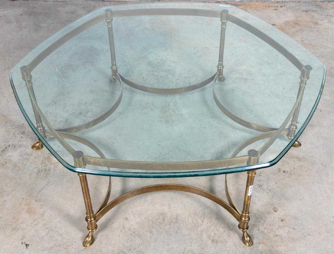 Hollywood Regency Brass & Glass Coffee Table (1 of 2)
