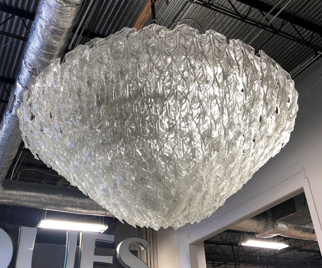 Palatial Modern Italian Glass "Leaf" Chandelier (1 of 4)