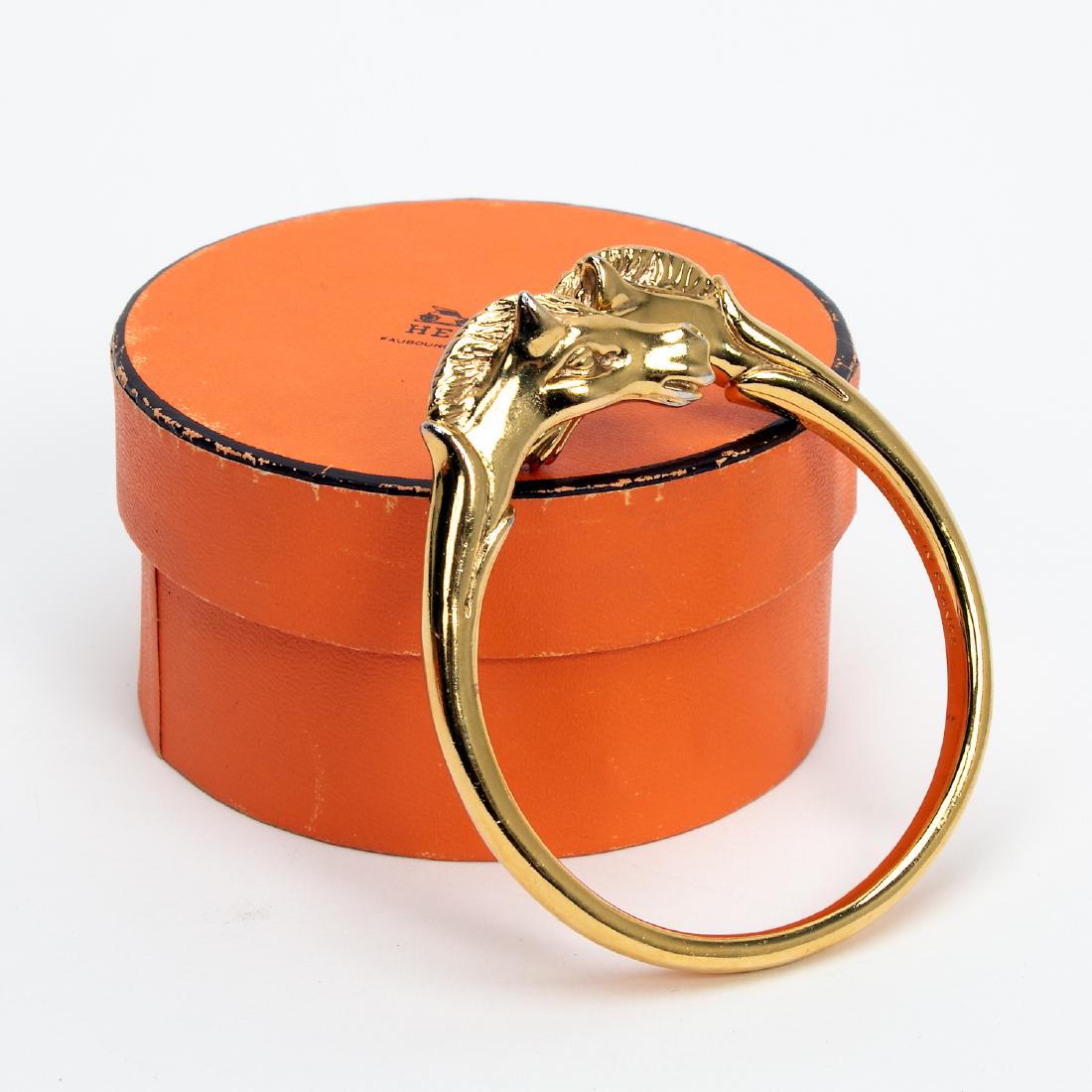 〈最終価格〉Hermes Cheval Double Head Bangle HERMES Logo Cheval Double Horse Head Bangle Bracelet Silver