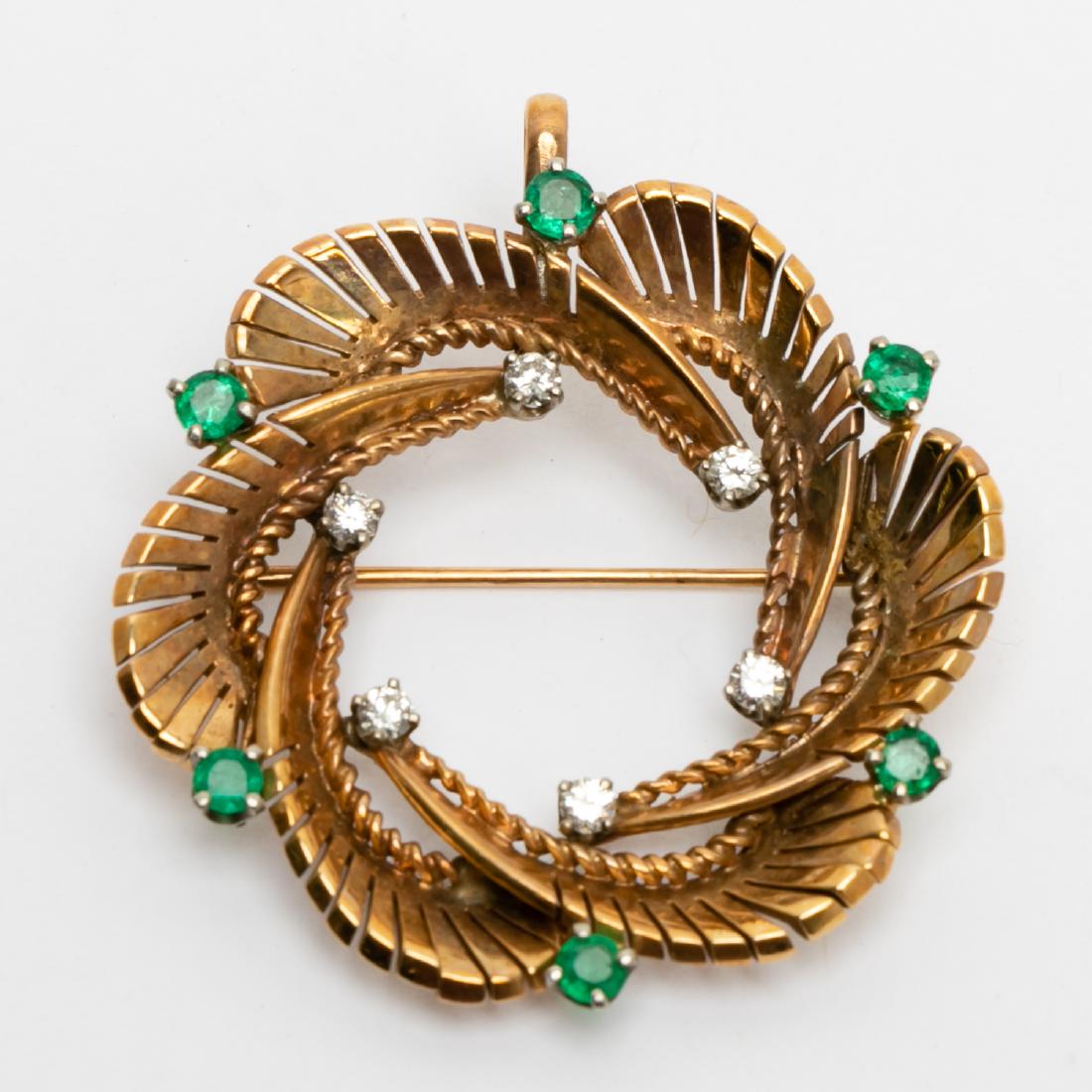 14K Gold, Emerald, & Diamond Pin (1 of 2)