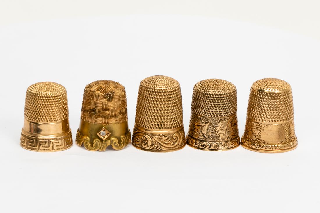 Group, Five Various Gold Thimbles (1 of 3)