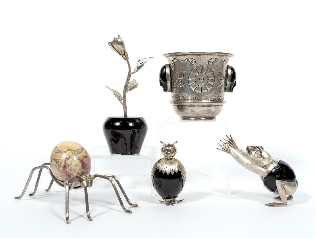 5 Mexican Sterling & Stone Animals & Items (1 of 4)