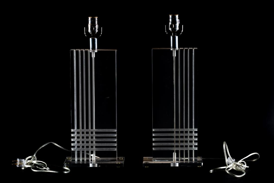 Karl Springer Style Modern Lucite Table Lamps (1 of 5)