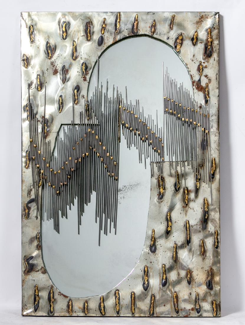 Brutalist Artisan Wall Mirror with Welded Rods (1 of 3)