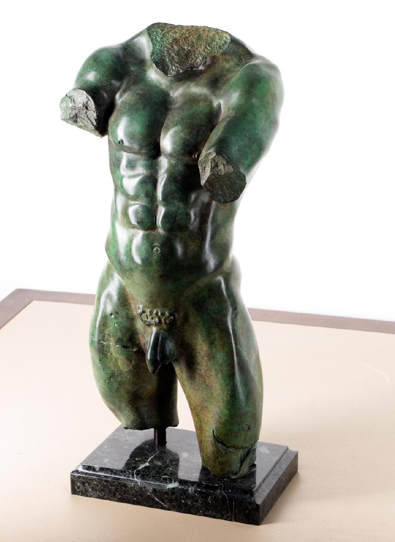 David E. Henry Green Patinated Bronze Male Bust (1 of 6)