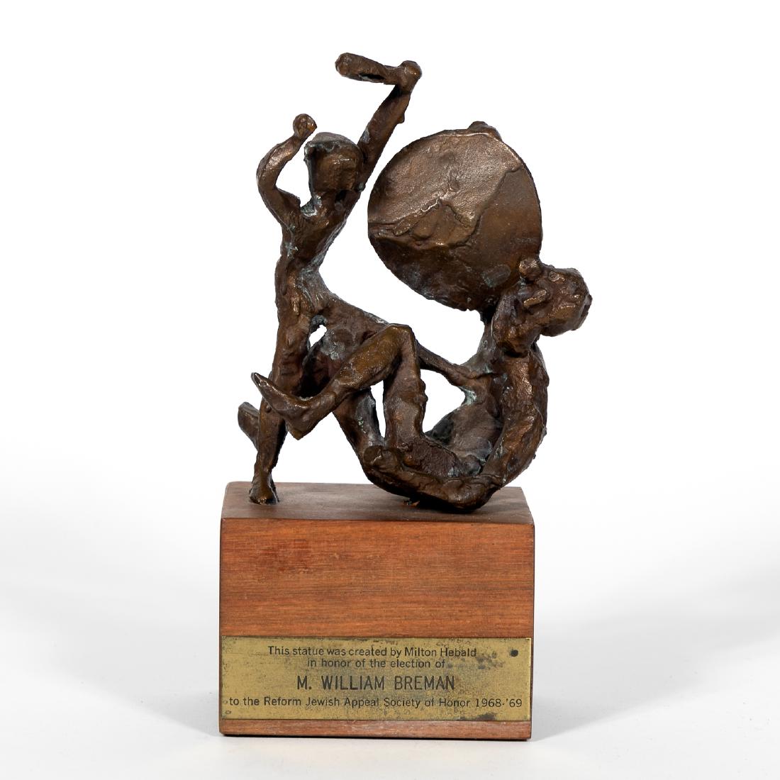 Milton Hebald Bronze Warrior Sculpture on Wood (1 of 2)