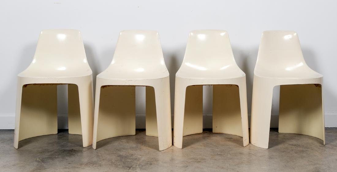 Set of 4 Italian Modular Stacking Chairs, 1970s (1 of 3)