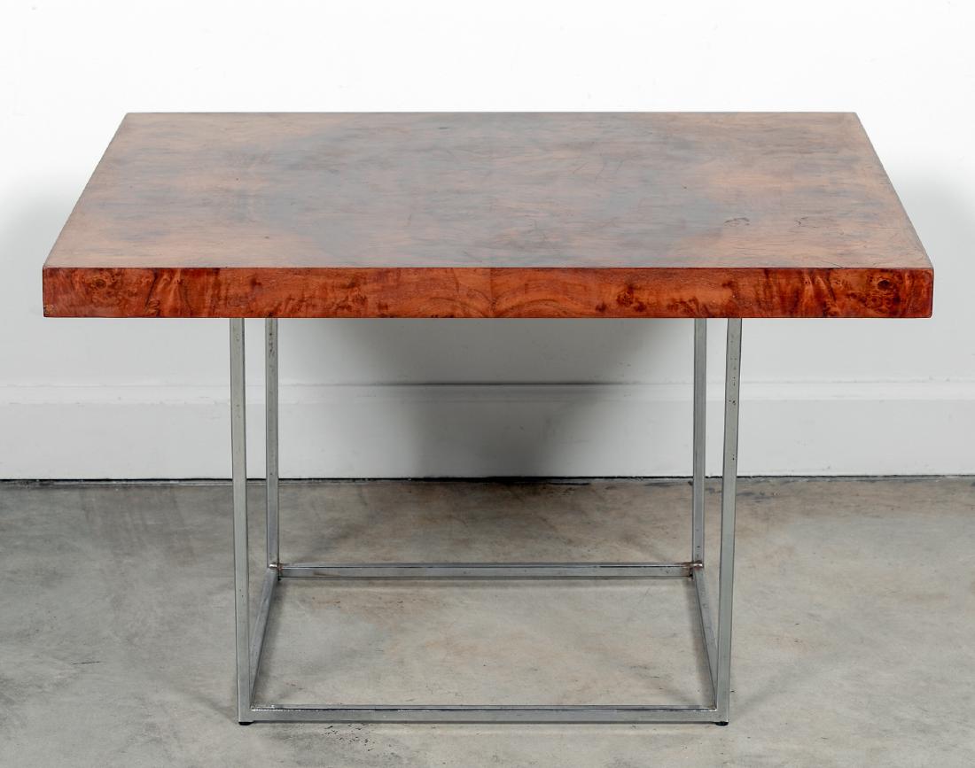 Attr. Milo Buaghman Burl Wood & Chrome Side Table (1 of 2)