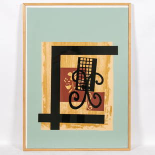 Stephen Buckley Signed 1981 Abstract Serigraph: Stephen Buckley (English, b. 1944 - ) "Album", 17/70 Screenprint on paper Signed, dated and numbered on lower edge Approx. 45" x 33" (framed) 42.5" x 31" (unframed)