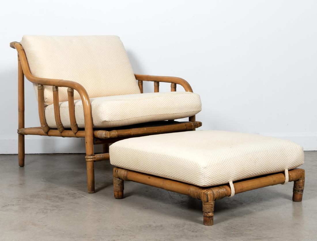 Ficks & Reed Bamboo Arm Chair with Ottoman (1 of 3)