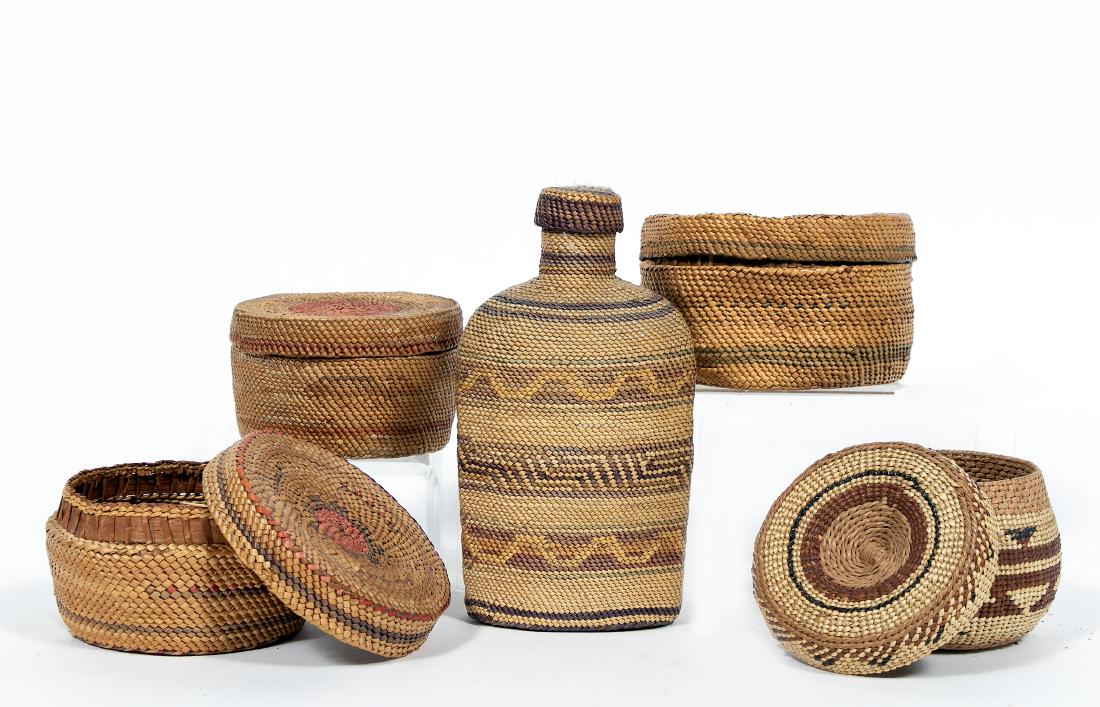 Five Northwest Coast Indian Articles, Hand Woven (1 of 3)