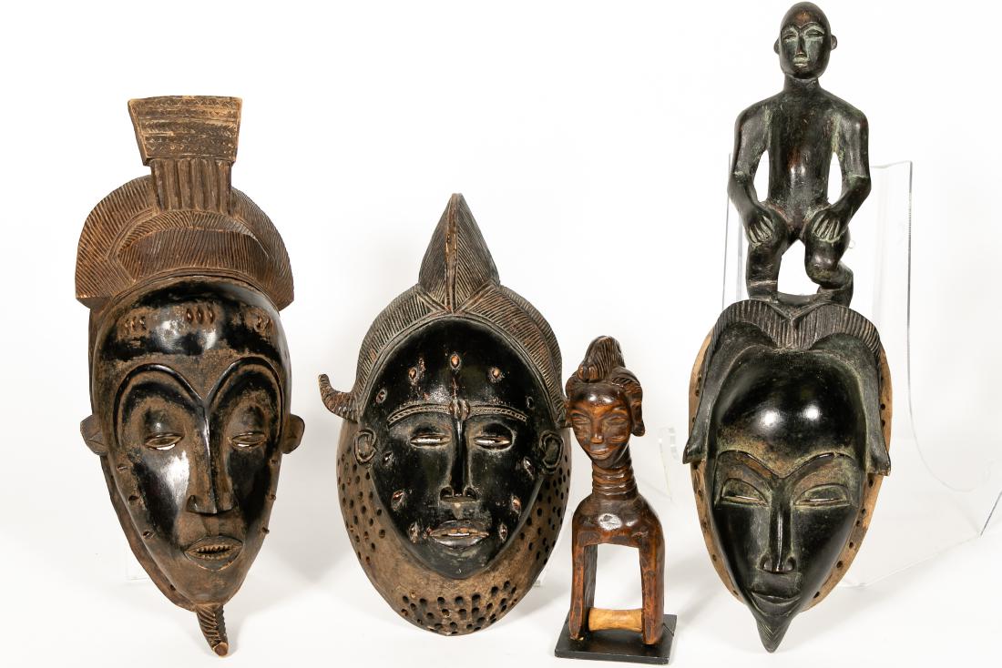 Four West African Items, Three Masks & Pulley (1 of 4)