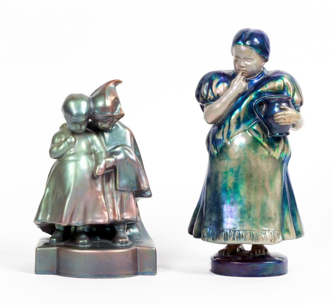 Group of Two Zsolnay Iridescent Female Figures (1 of 6)