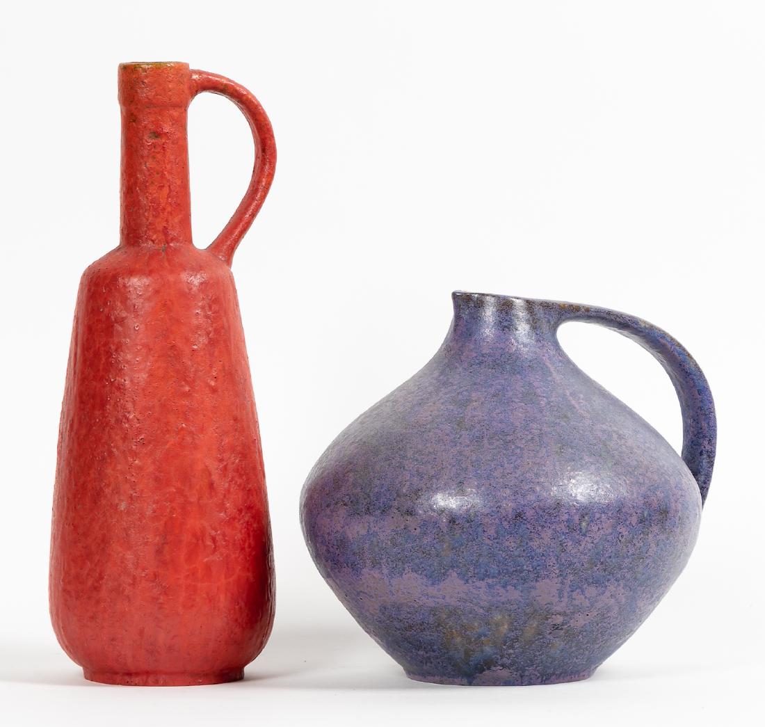 Two Ruscha Studio Pottery Vessels, Purple & Red (1 of 4)