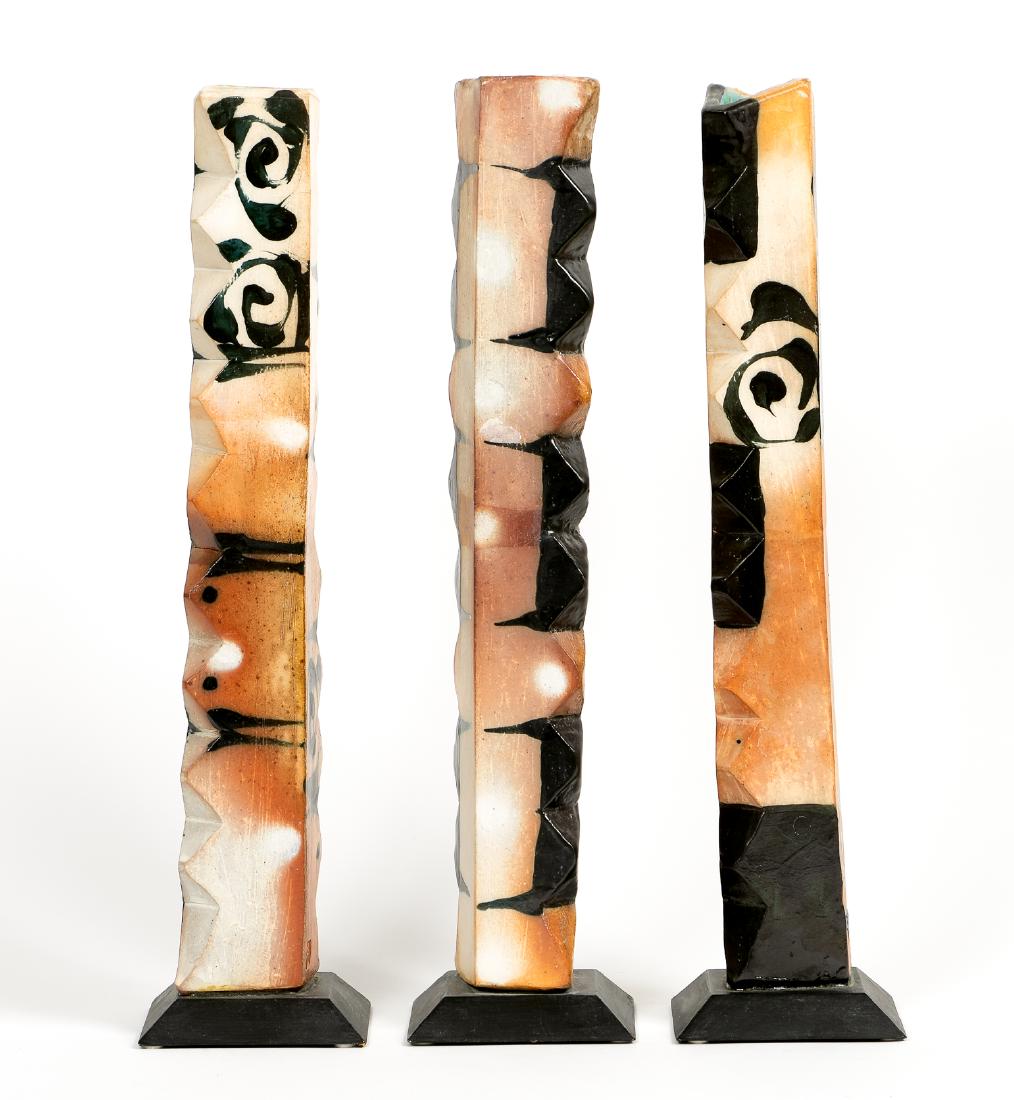 Terry Gess, 3 Ceramic Tall Geometric Form Vases (1 of 4)