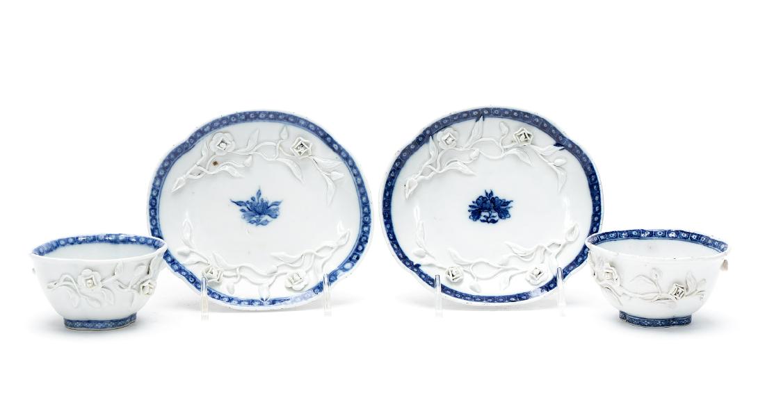 Pair Qianlong Export Blue and White Cups & Saucers (1 of 7)
