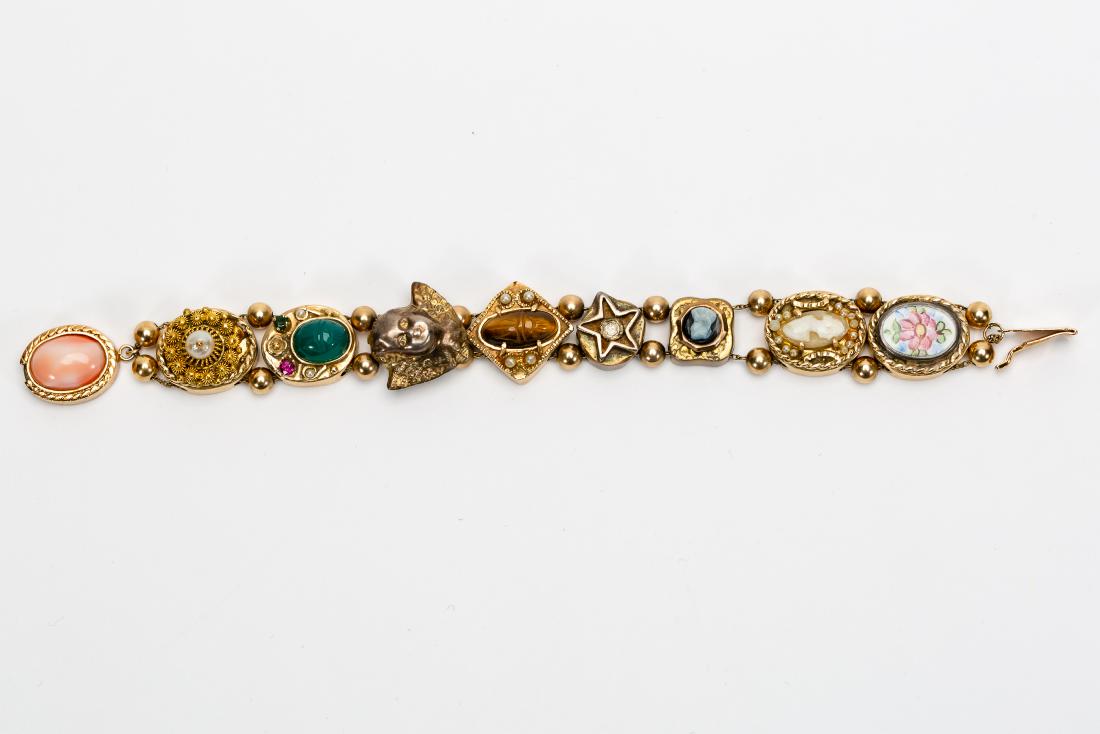 Victorian 14k Gold & Sterling Slide Bracelet (1 of 7)