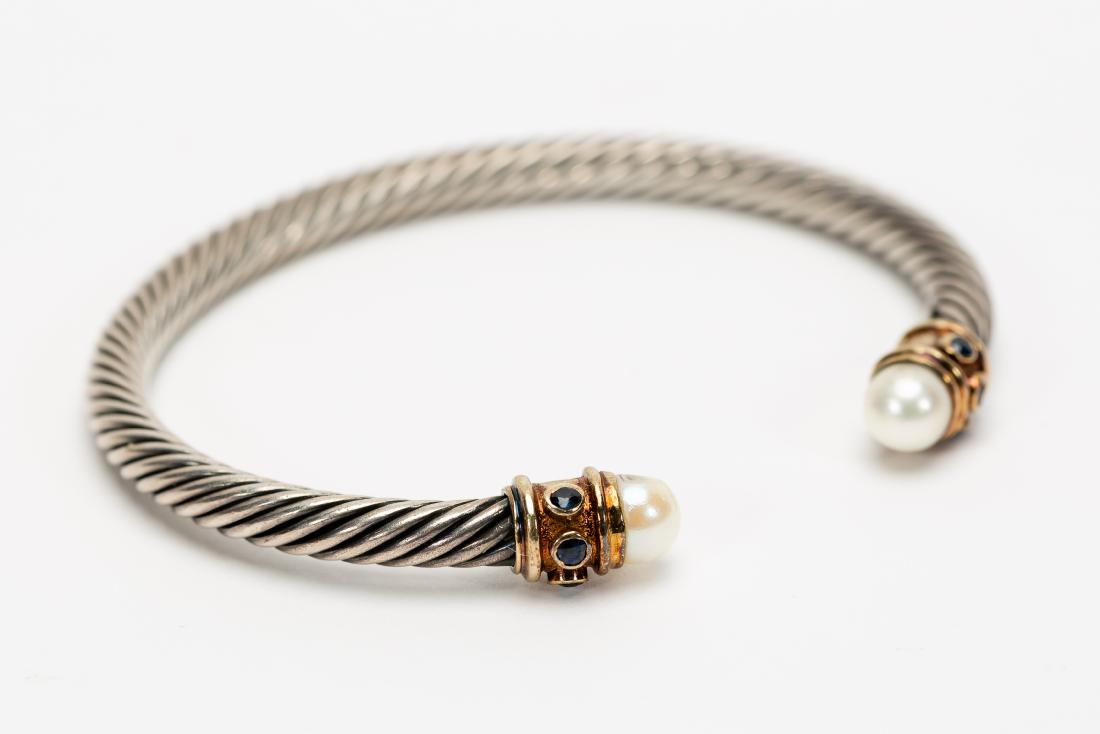 David Yurman Sterling & Gold Bangle Bracelet (1 of 4)