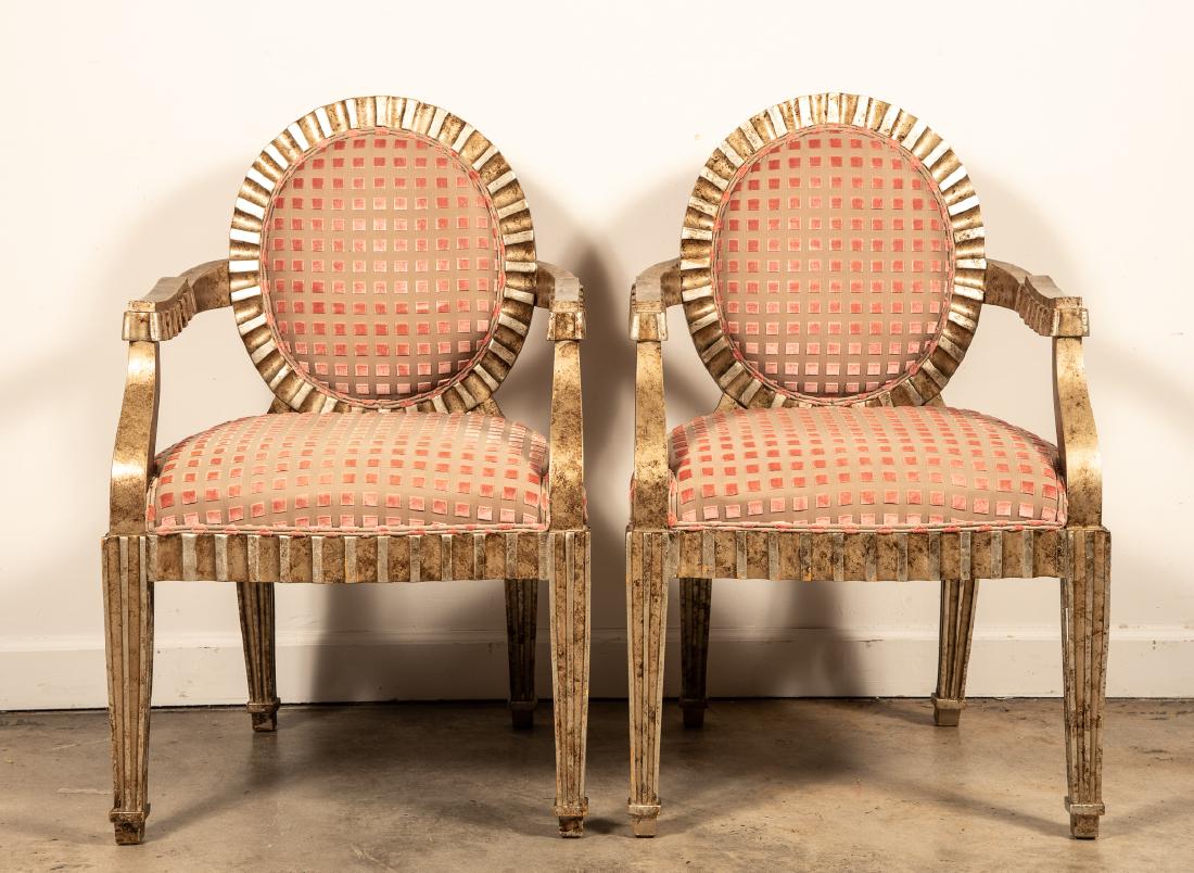 Pair, Donghia attr Grand Flute Open Arm Chairs (1 of 6)